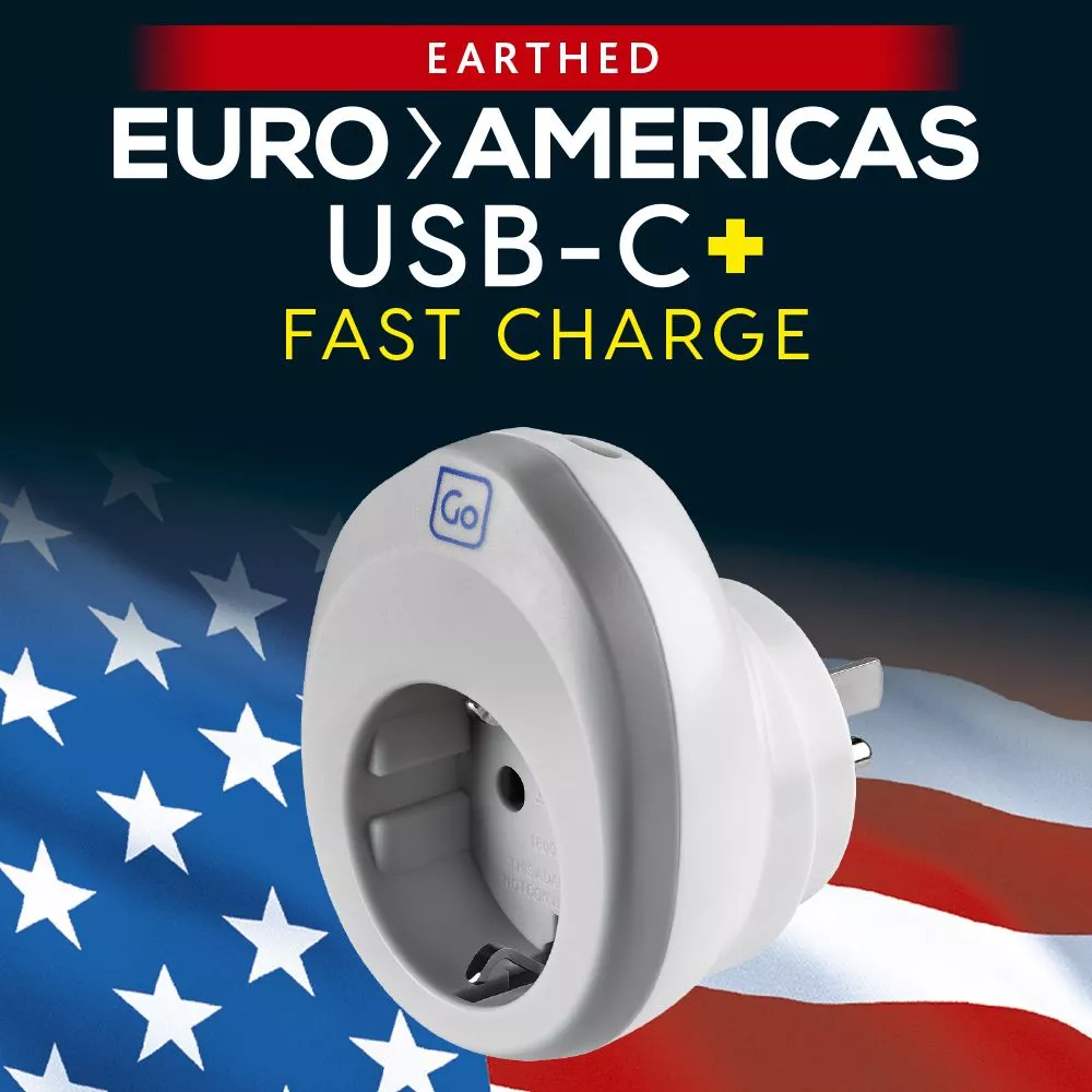 Go Travel adapter typ B + USB-C (25W)