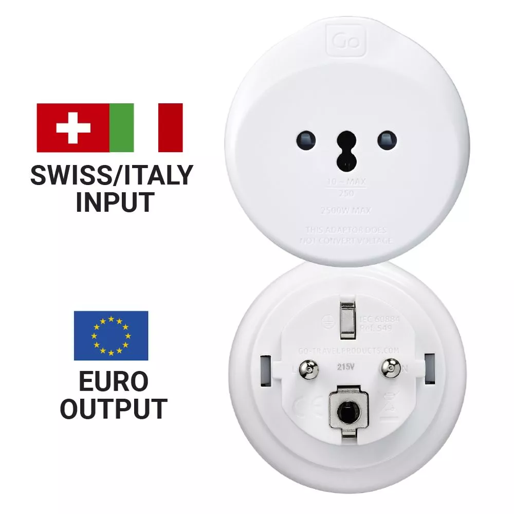Go travel - adapter för utländska gäster (Typ L & J- Italien & Schweiz)