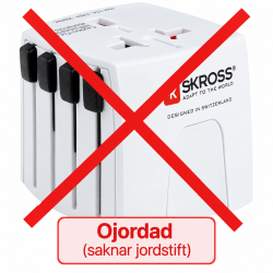 Visar en reseadapter utan skyddsjord.