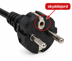 Exempel på stickkontakt med stöd för typ E.