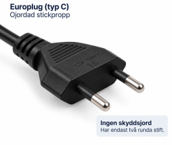 Europlug - stickkontakt utan skyddsjord